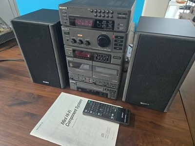 Sony 1989 MHC-3300CD Mini Hi-Fi Tuner, Amp & Speakers WORK, CD & Tape PARTS ONLY