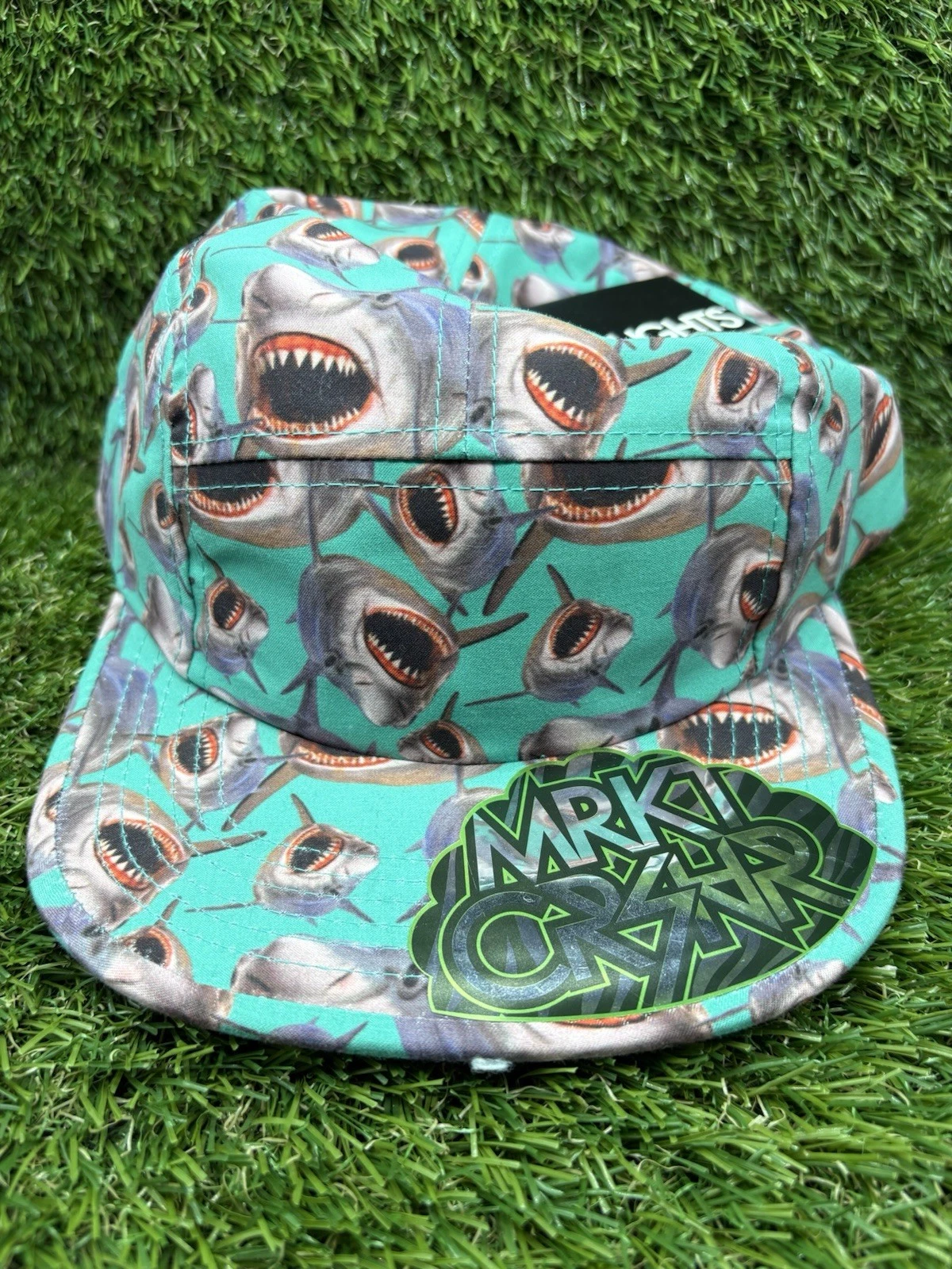 MRKT CRSR Shark Print Camp Hat Adjustable Streetwear Cap