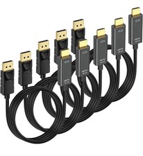 5-Pack 4K DisplayPort to HDMI Cable 5-Pack, 6 FT DP to HDMI Cable,Source Disp...