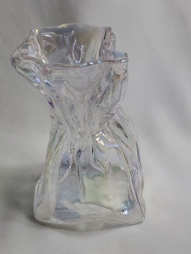 Irregular Iridescent Carnival Clear Thick Glass Vase - Picture 4 of 8