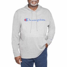 Champion Men's Hooded Logo Jersey Pullover Drawstring  Front Pocket B41