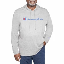 Champion Men's Hooded Logo Jersey Pullover Drawstring & Front Pocket B41