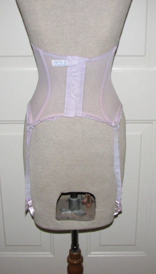De Colección Vanity Fair Talla 34 Lavanda Transparente Encaje Con Aros Bustier Sujetador Huesos Lencería Foto 3 de 4