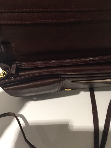 Buxton Buxhyde Women's Small Shoulder Brown & Gold Purse Cognac Detachable Strap - Picture 6 of 8
