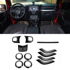 For Jeep Wrangler Jk Jku 4dr 2011-2018 Black Interior Dashboard Cover Trim 12pcs