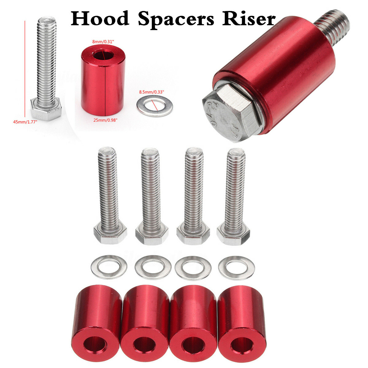 Racing Car Hood Vent Spacer Riser Kits For Vehicle Motor Turbo Engine Swap 8MM