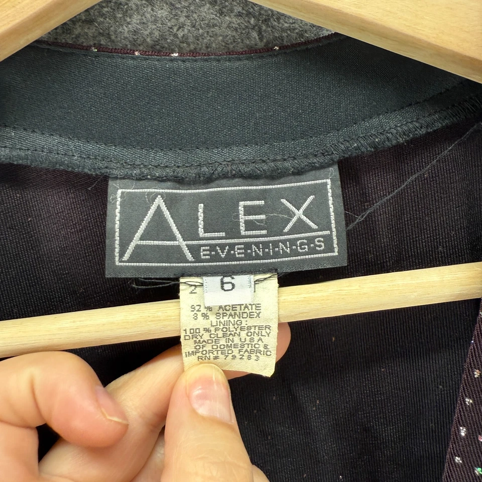 Blazer Alex Evenings Mujer 6 Negro Lunares Manga Larga Frente Abierto Forrado Informal Foto 4 de 4