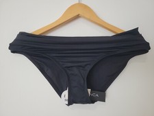 LA BLANCA Island Goddess Shirred Band Hipster Bikini Bottom Size 8 Black, New