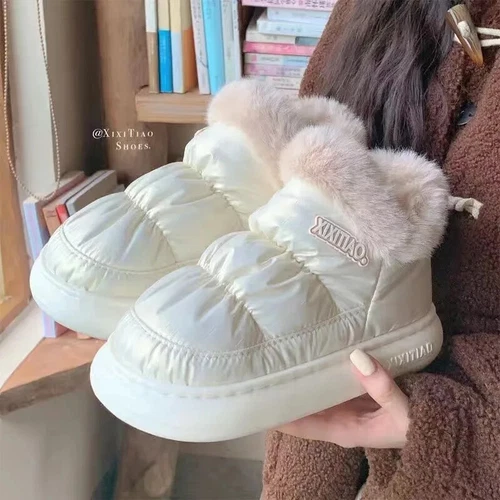 New Winter Warm Snow Boots 2023 Fur Short Non-slip Slippers High Top Bread Shoes - Picture 43 of 46