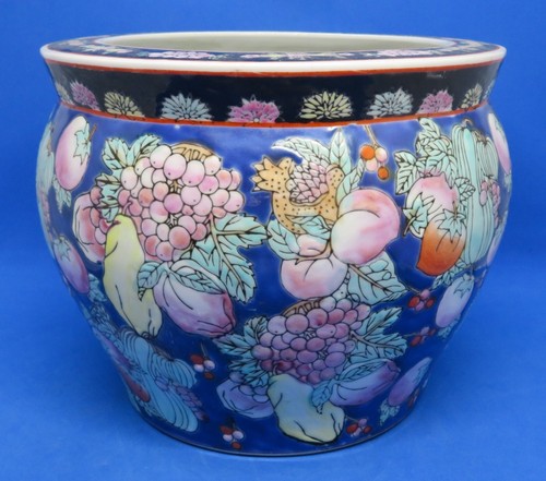 Chinese Cantonese blue glaze vintage Art Deco oriental antique plant pot planter - Picture 5 of 15