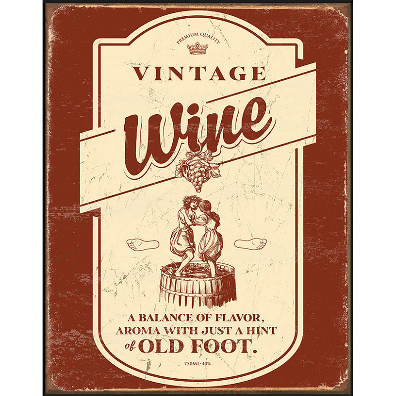 Plaque métal Vintage Wine 30x40 cm déco murale bistrot