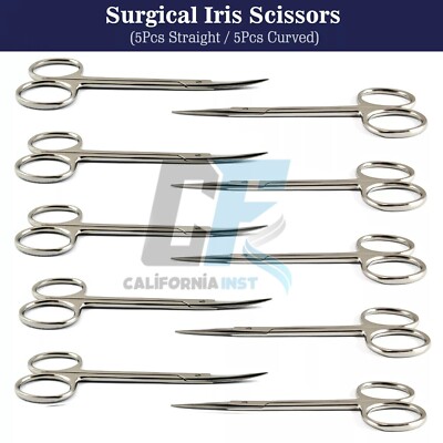 10Pcs Dental Iris Scissors Straight Curved Surgical Gum Tissue Super-Cuts Suture