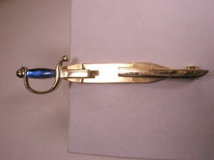 Blue Handle Cavalry Officers Sabre Sword Vintage ANSON LARGE Tie Bar Clip