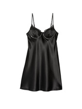 Victoria  s Secret rhinestone Black Satin Slip S