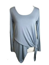 NWT Karen Kane Womens Top XS Blue Round Neck knotted Hem Asymmetrical Lagenlook