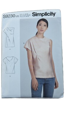 Simplicity S9230 Bias Cut Asymmetric Draped Tops Sz 16-24 UNCUT