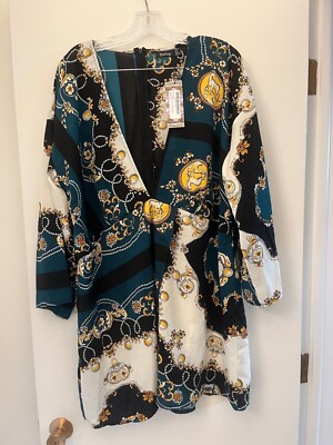 blue and gold long sleeve dress Long Mother-of-the-Bride Dress with Long Sleeves Navy / 24