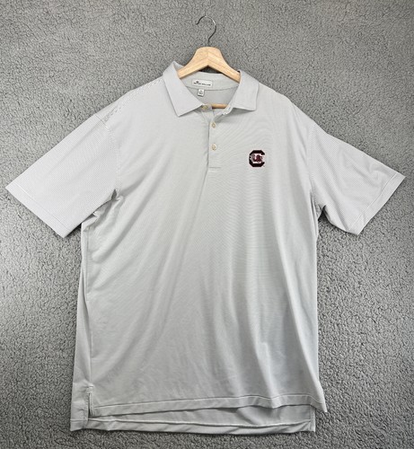 Peter Millar USC South Carolina Gamecocks WhIte Striped Polo Shirt Size XL | eBay