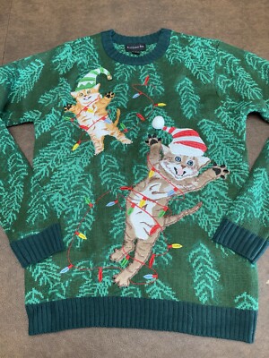 Blizzard Bay Men's Knit Ugly Sweater  Long Sleeve Green Crew Neck Holiday Small