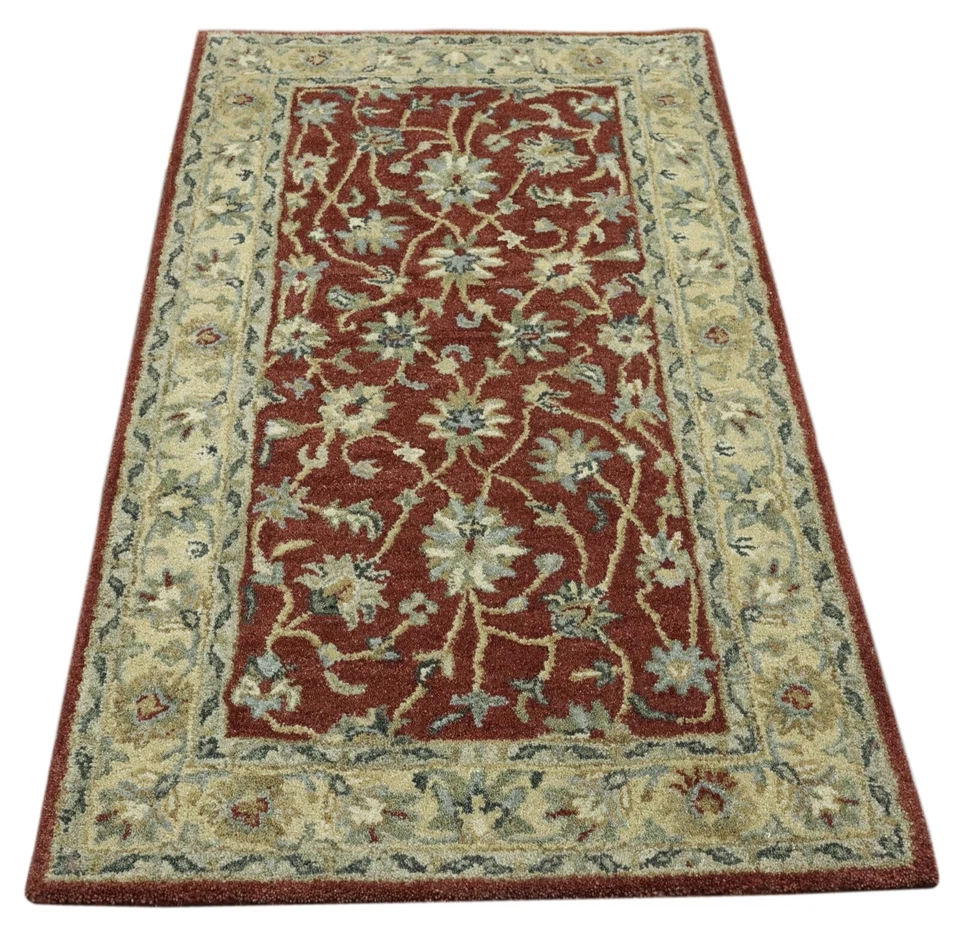 Tapis Orient Rouge 100% Laine 90X160 Cm Fait Main T980 - Photo 3/4
