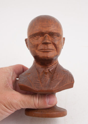 Busto de Escultura de Madera A Mikus Hombre Calvo 8/68 Increíble Talla 6.5" (B4L) - Imagen 2 de 8