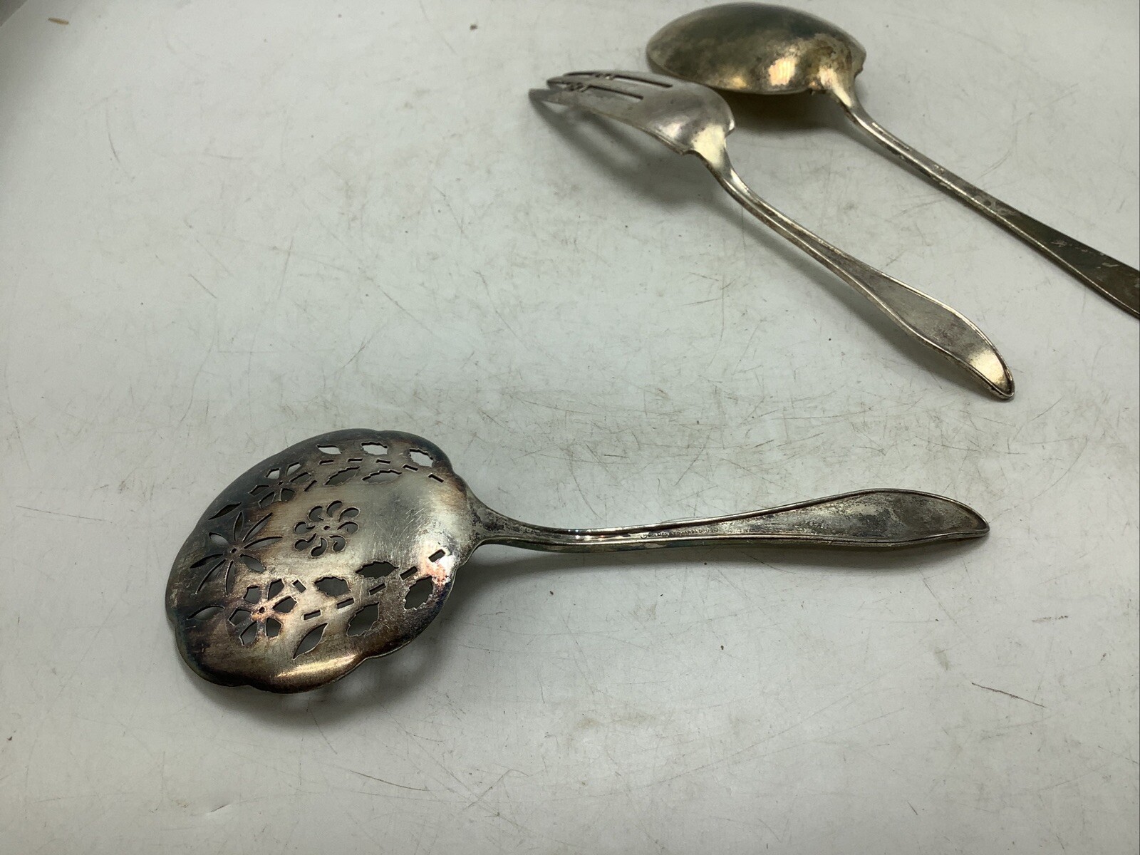 VTG Holmes & Edwards Plated Silver Serving Spoon Fork Set of 3