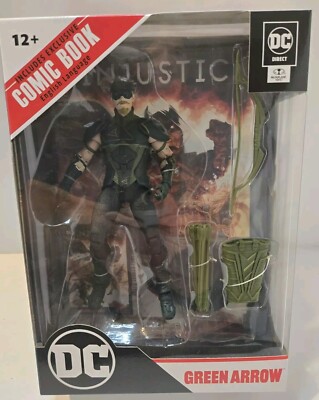 DC Direct McFarlane GREEN ARROW 7'' Action Figure with Injustice 2 Comic New