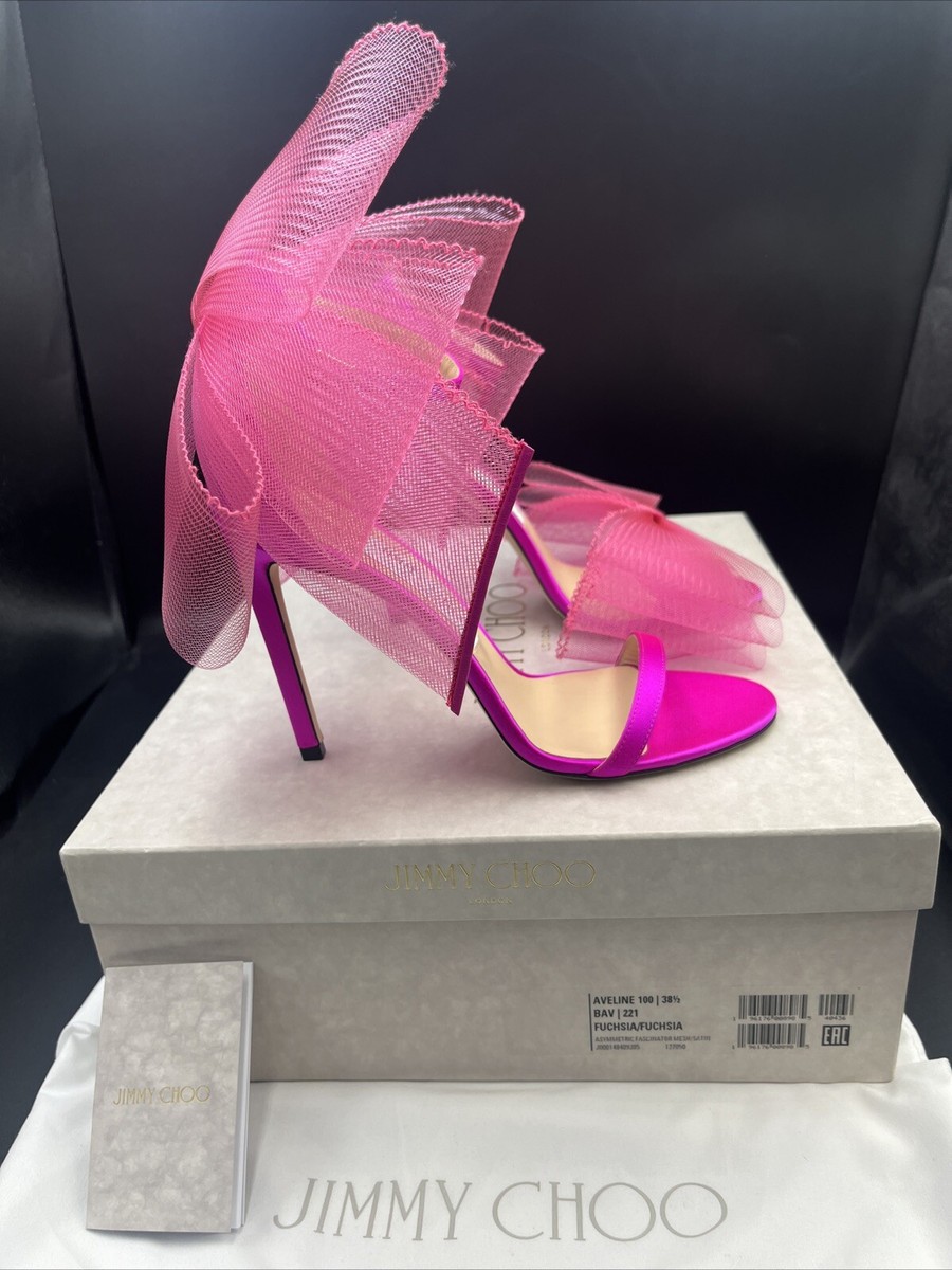 Jimmy Choo 'Aveline' 100 Fuchsia Pink Satin Heels Bow Uk 5.5 Eu 38.5 Rrp  £795 | eBay UK