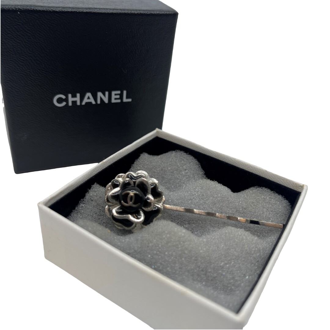 Auth CHANEL Camellia Hairpin Hair Accessory 03C Black Sterling Silver Chanel Camelia Hair Clip - Etsy main image 2