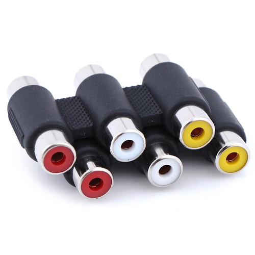 1PC 3 RCA AV audio video female to female jack coupler adapter 3RCA connector^^i - Photo 3/7
