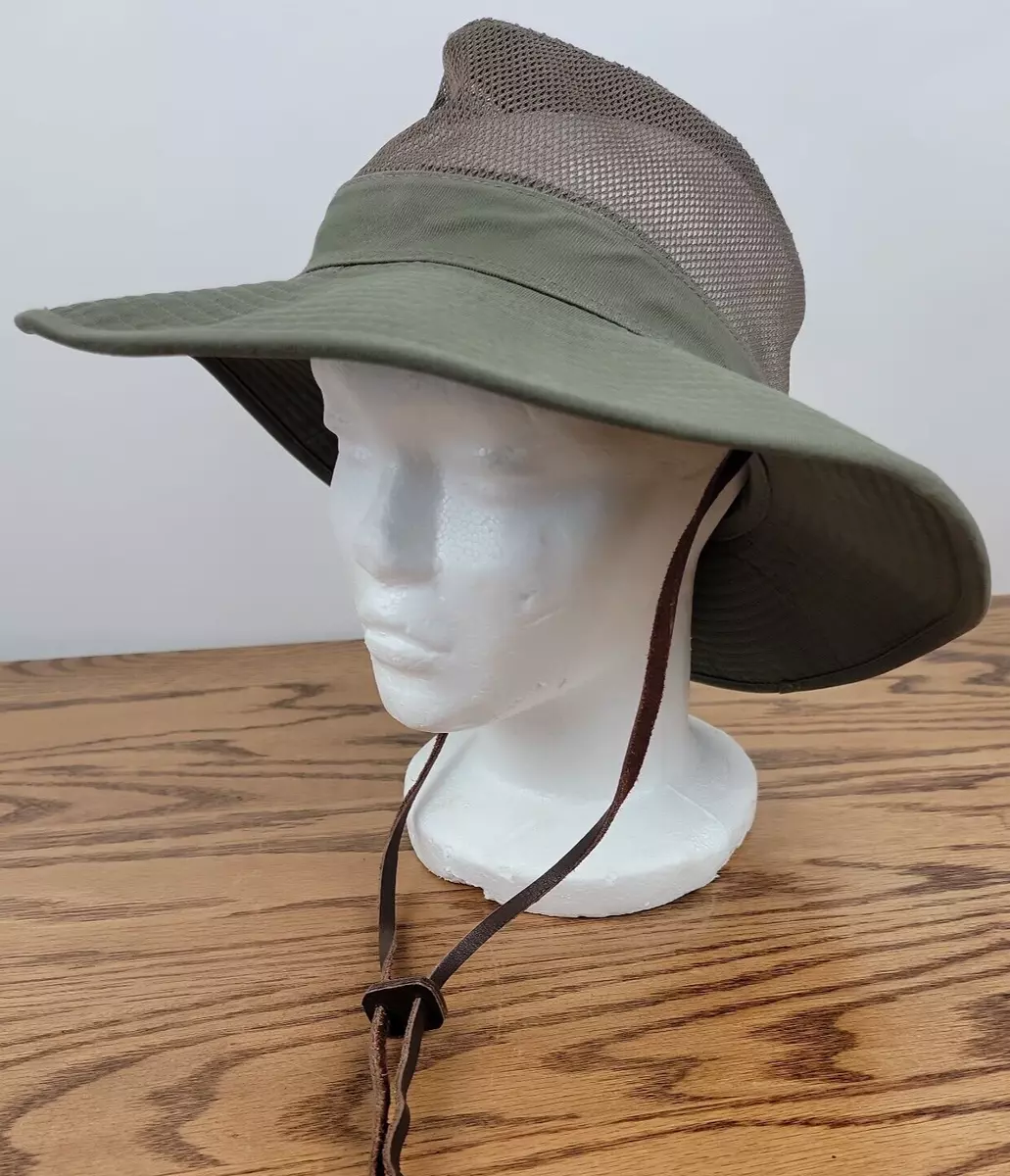 Dorfman Pacific Cotton Twill Mesh Safari Hat Brushed Cotton Chin Strap Small