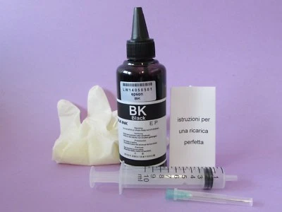 INKWORLD INCHIOSTRO PER RICARICA CARTUCCE EPSON - KIT DI RICARICA 100 ML NERO