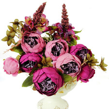 13 Heads Silk Peony Artificial Fake Flowers Wedding Bouquet Home Party Decor NEW