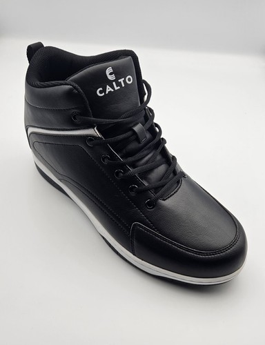 CALTO Men's Invisible 3.2" Height Increasing Elevator High Top Lace Up Sneakers