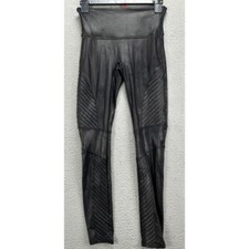 Spanx Pants Womens Medium Black Nylon Blend Faux Leather Moto Legging High-Waist
