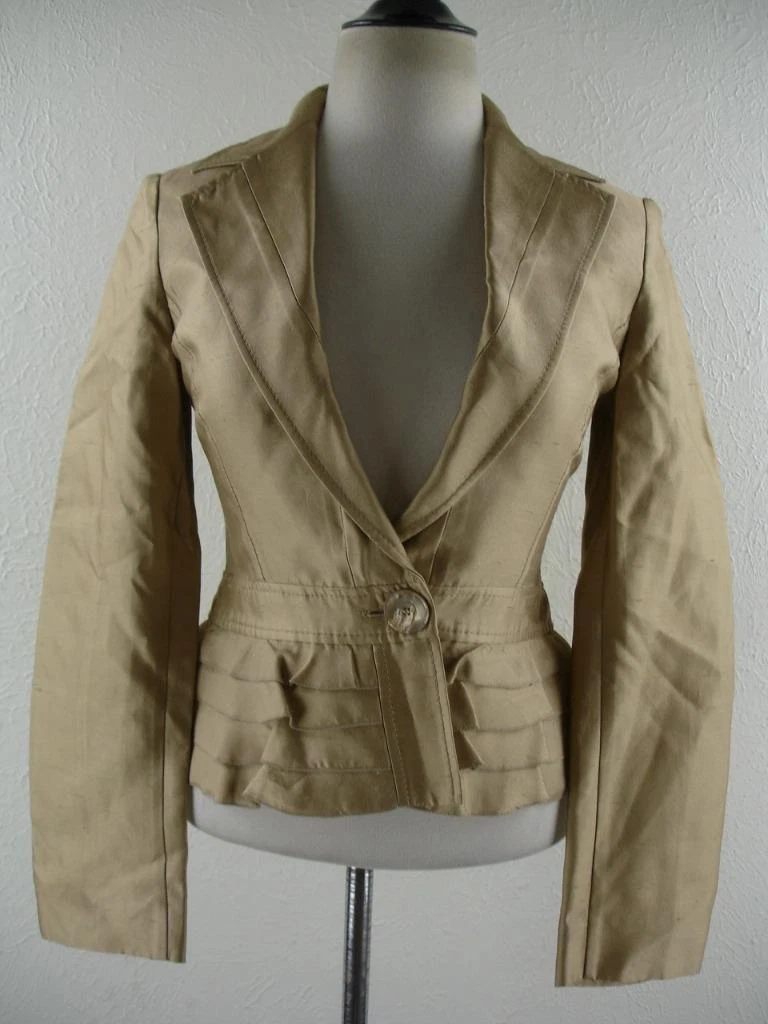 Giacca blazer donna 6 42 Valentino Roma oro seta cotone Made in Italy con volant