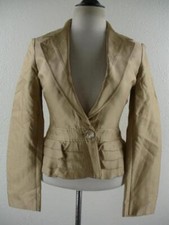 Women's 6 42 Valentino Roma Gold Silk Cotton Jacket Blazer Made in Italy Ruffled