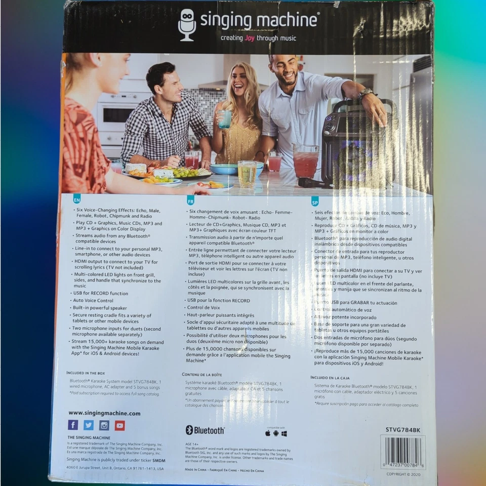 Singing Machine Bluetooth Karaoke Machine- Open Box - Image 4 of 4