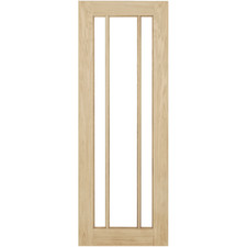 Oak Langdale pocket door system clear or frosted unfinished oak door and track