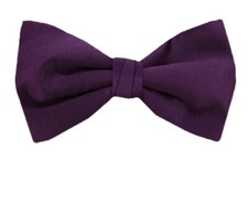 Eggplant Pre-Tied Solid Satin Bow Tie for Wedding Formals Schools