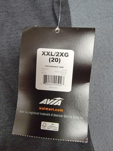 NWT~AVIA Women's XXL Performance Tank Mesh BLACK Activewear Yoga Stretch - Picture 3 of 5