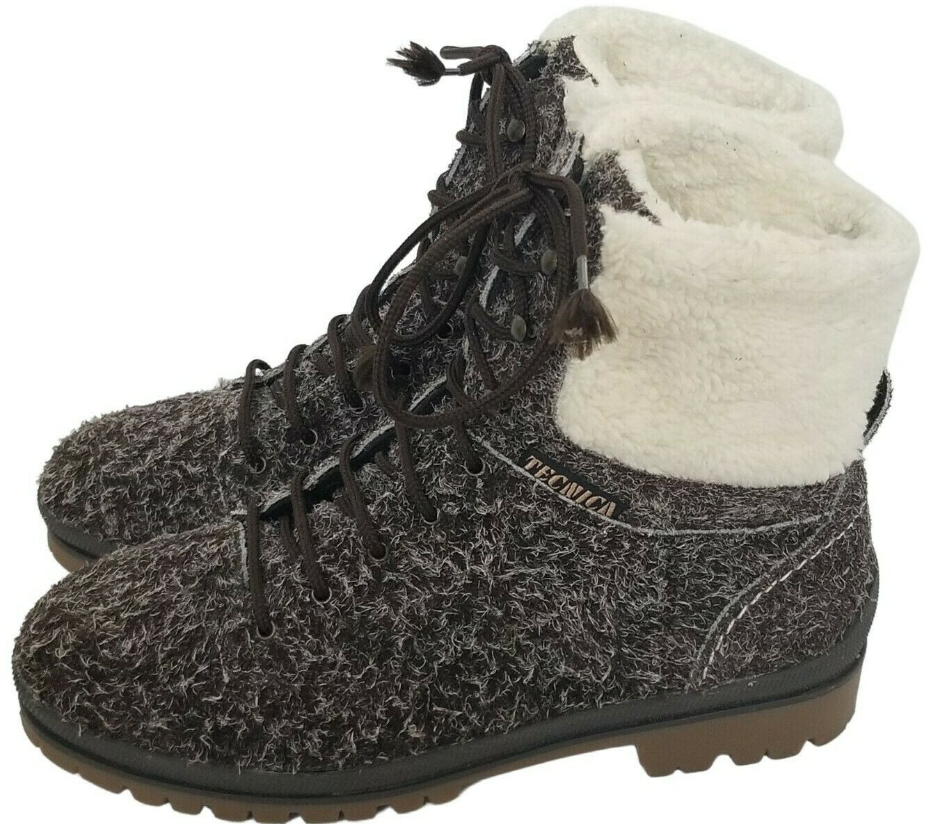 Tecnica Womens Brown Suede Fuzzy Sherpa 