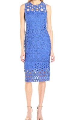 Taylor Blue Eyelet Lace Dress 2 NWT $228 Sleeveless | eBay