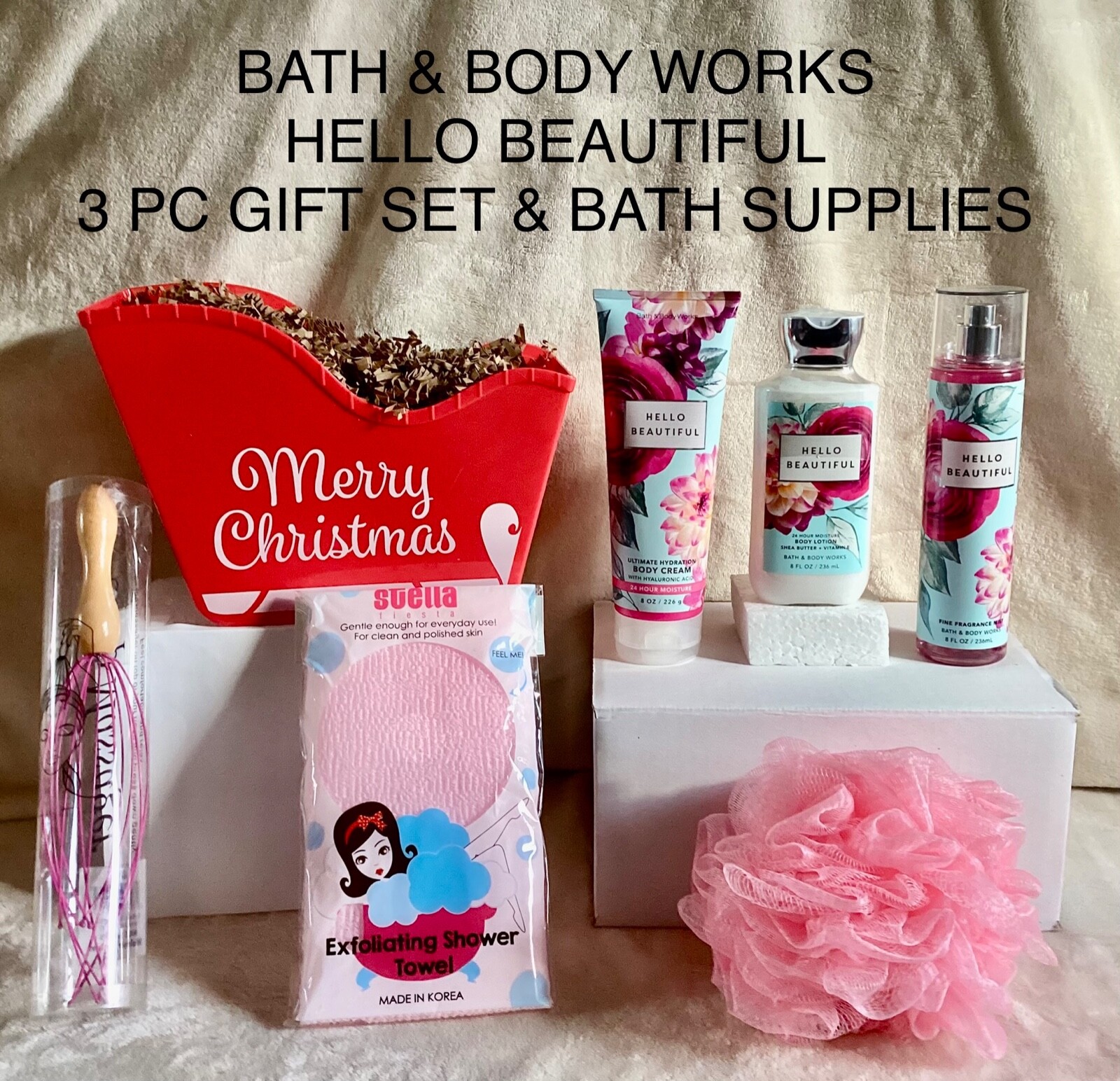 BATH &amp; BODY WORKS HELLO BEAUTIFUL GIFT SET🎁 WITH ACCESSORIES🎄JUST  REDUCED | eBay