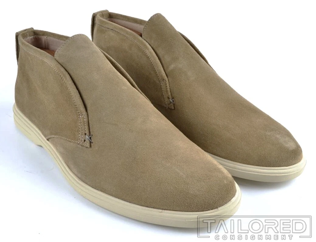 PETER MILLAR Taupe Green Suede Mens Slip On Ankle Shoes Sneakers 11 M