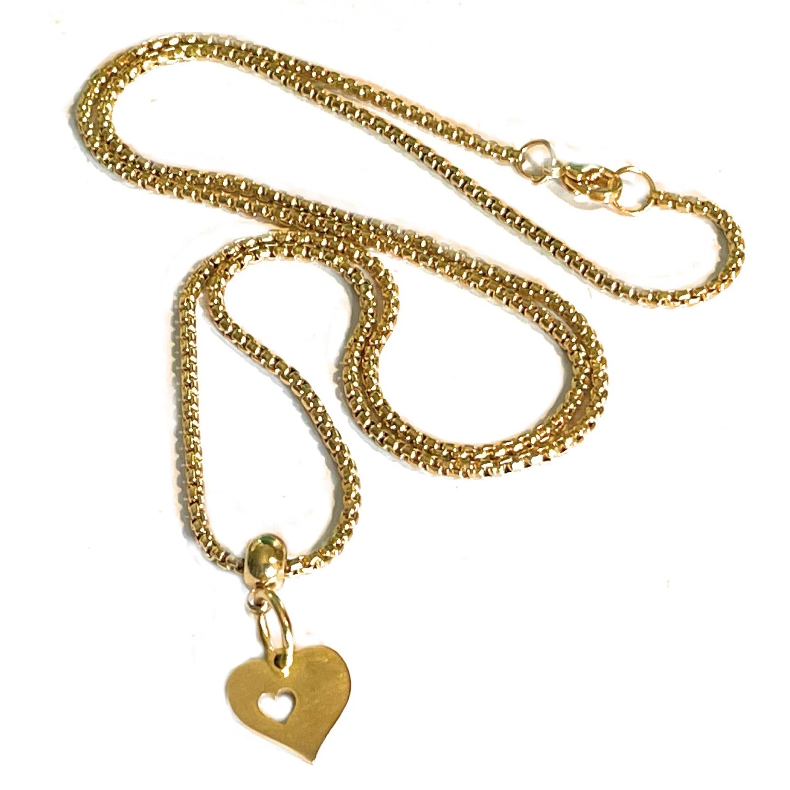Collana con ciondolo cuore in acciaio inox oro da donna catenina lunga 60 cm