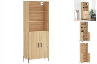 Highboard Hochschrank Buffetschrank Anrichte Sonoma Eiche 69,5X34X180 Cm Spanpla