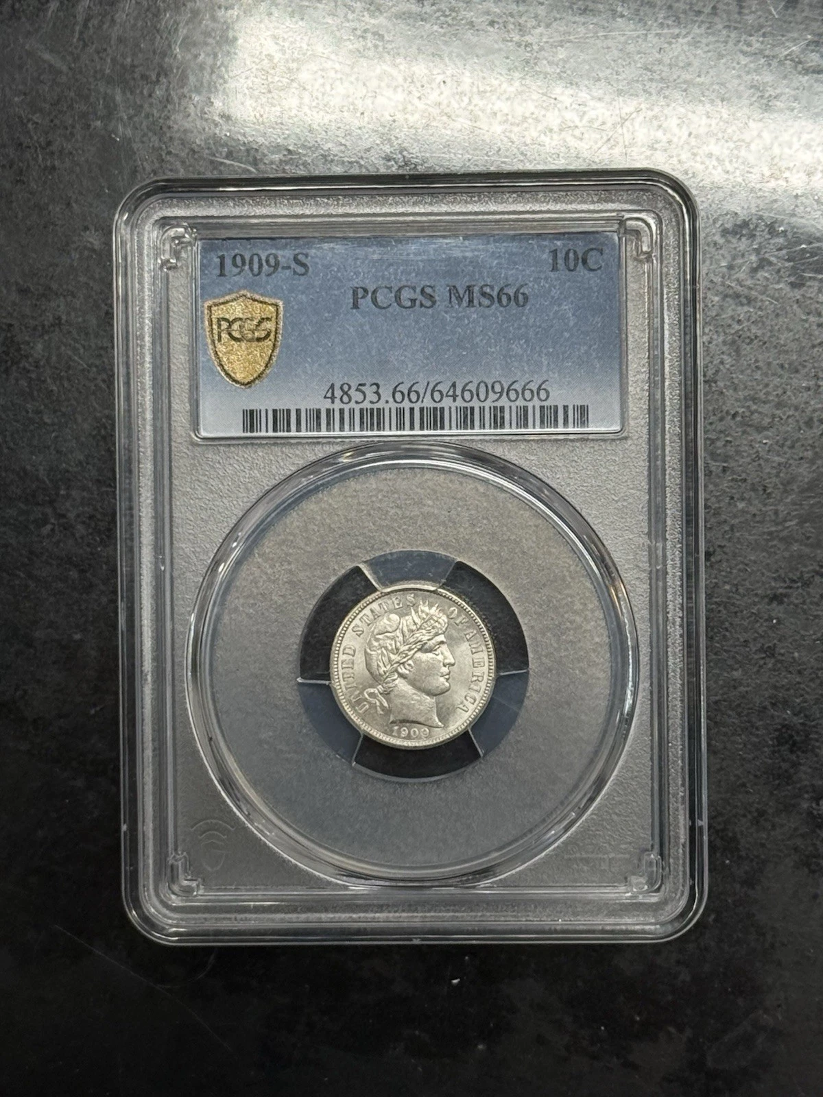1909-S 10C PCGS MS66 Barber Dime Blast White Ten Cents Silver