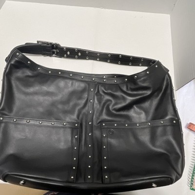Rockport Studded Shoulder Bag Zip Closure Silver Hardware Black for Women