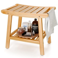 Bamboo Shower Bench for Inside Shower to Sit on,Waterproof Shower Stool for S...